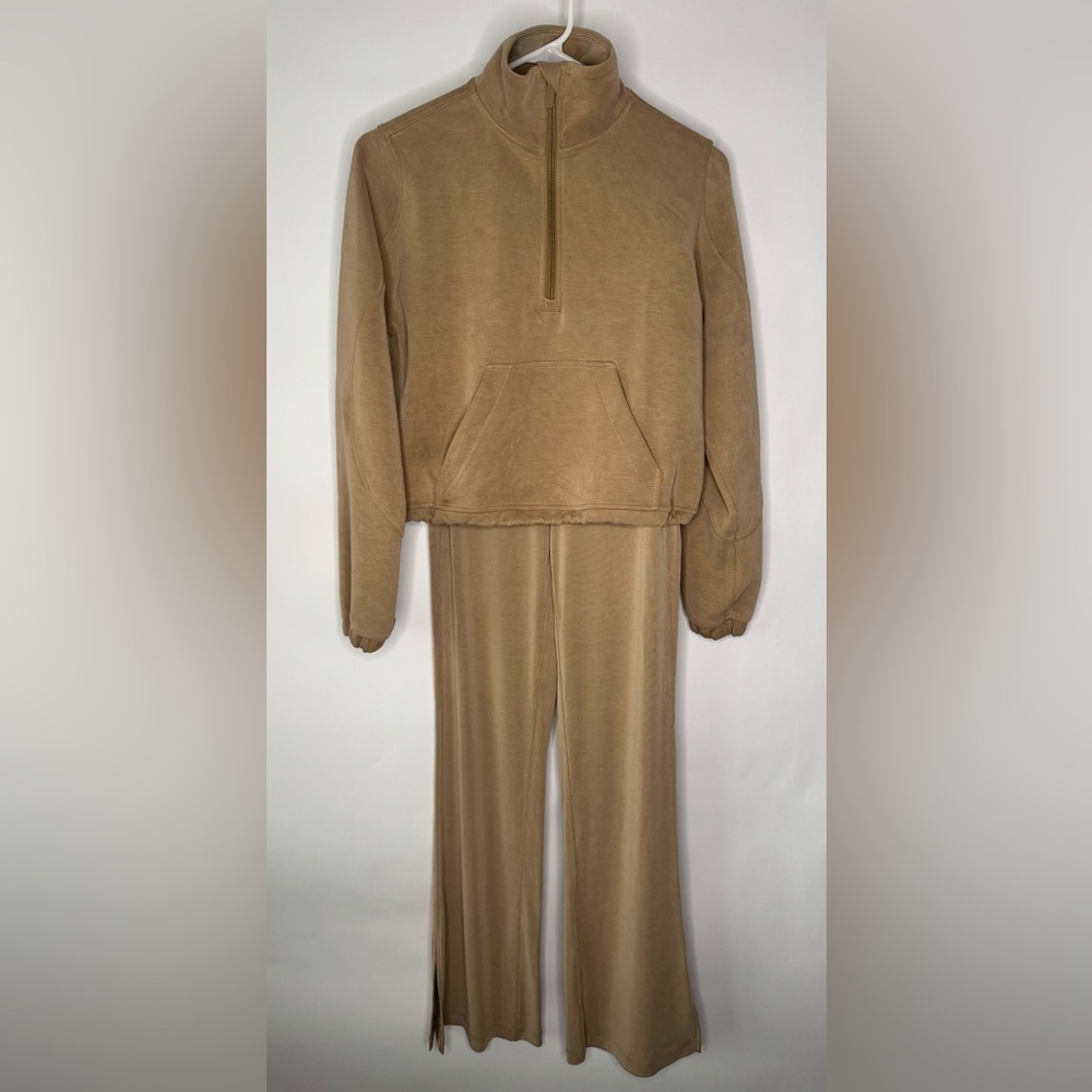 Lululemon Brushed Softstreme Half Zip and Drapey Softstreme Flared Pants Set